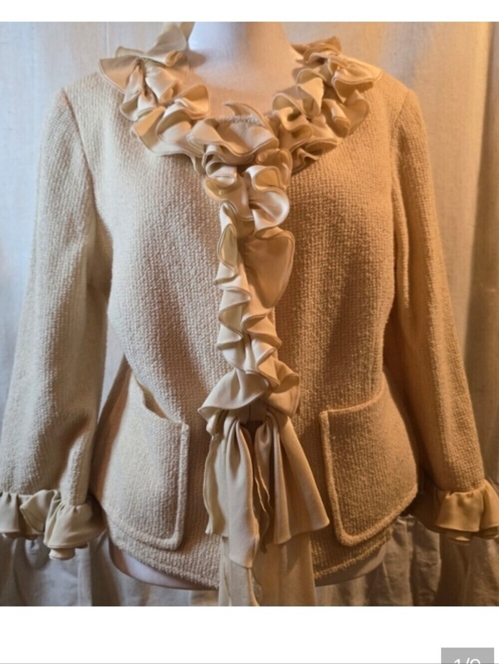 St. John Collection Cream Ruffle Blazer - Picture 10 of 10